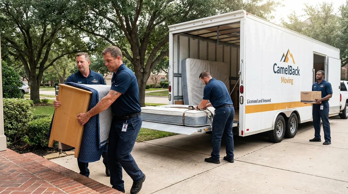 Crew loading residential truck for cross-state move from Clarksburg, WV