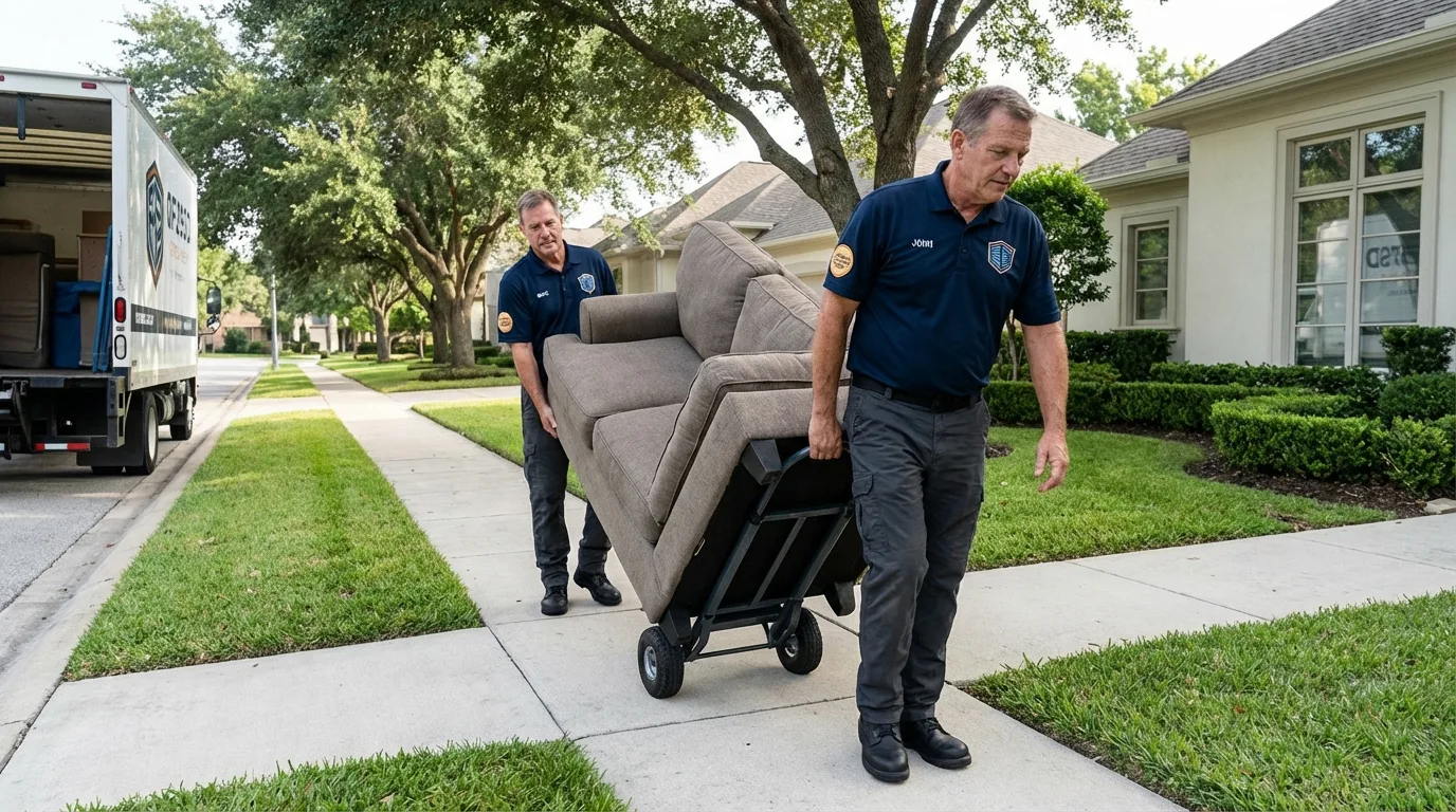 Local residential moving crew loading furniture in Clarksburg, WV
